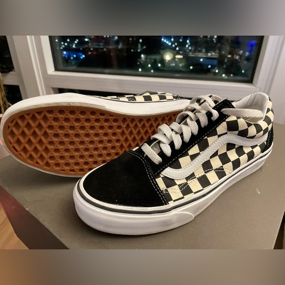 Vans Old Skool Trainers Primary Checkered Black/White Size 7 - Picture 15 of 16